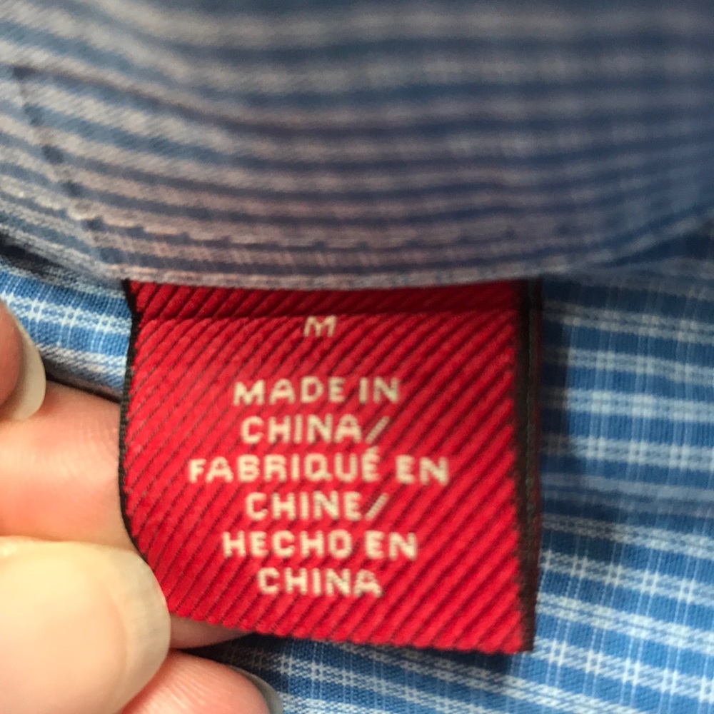 Izod Luxury Sport blue check button down shirt Med - Picture 6 of 8